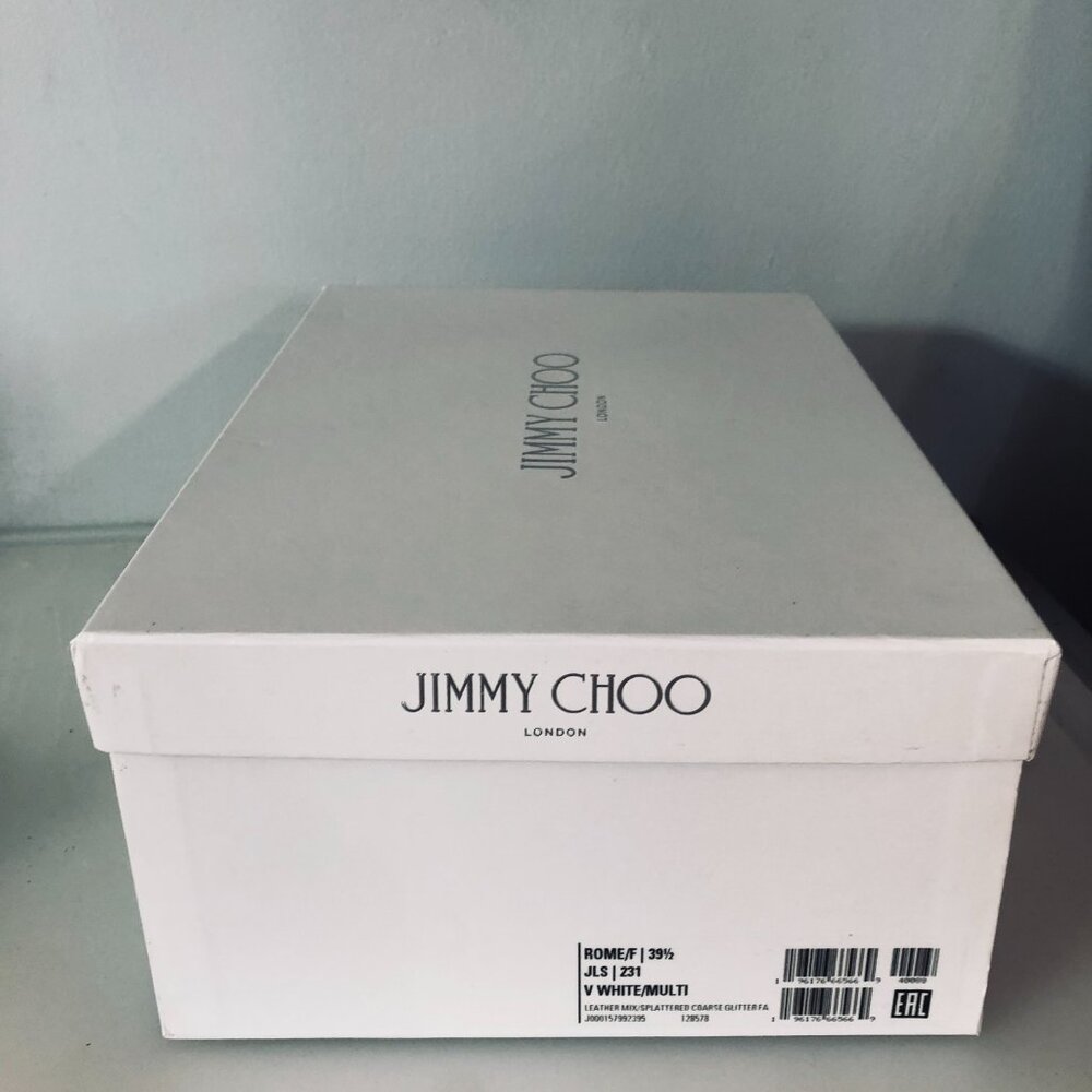 Jimmy Choo Rome Leather Sneakers Glitter -  Size 39.5 - Picture 8 of 9